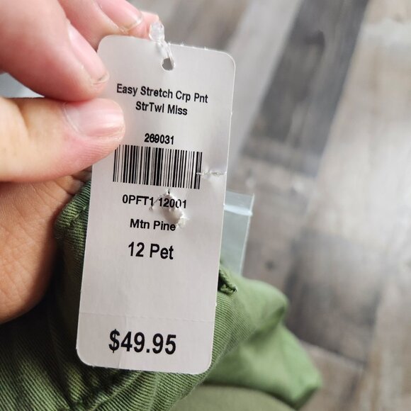 Womens LL Bean size 12 Petite Green Classic Fit Stretch Capri Pants 20.5" inseam - Picture 9 of 11